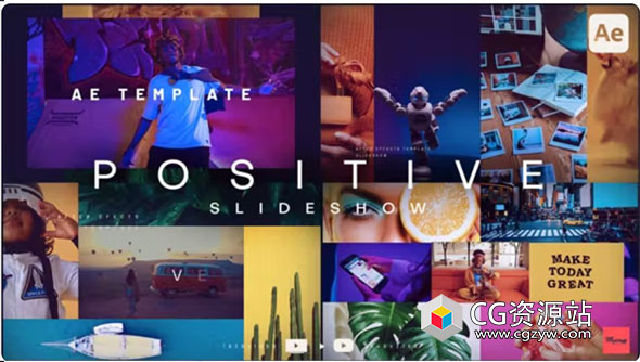 AE模板-时尚网格城市旅行vlog视频照片视频片头 Positive Slideshow