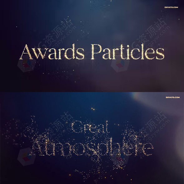 AE模板-颁奖典礼婚礼金色粒子汇聚文字标题宣传片头