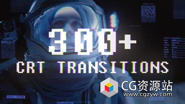 AE脚本+PR模板-300种复古故障损坏视频CRT转场预设 CRT Transitions