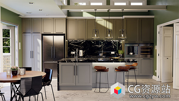 10组室内厨房餐厅场景3D模型 Archinteriors Vol.58-图片1