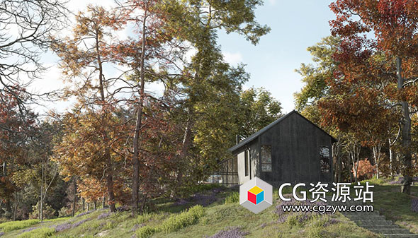 72组高品质树木植物槭树桤木银杏叶3D模型V17-图片1