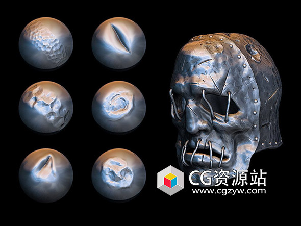 Zbrush金属表面损坏笔刷预设