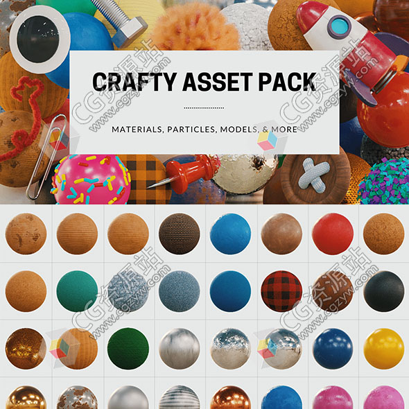 Blender100种材质预设 Crafty Asset Pack V1.2 1K+4K