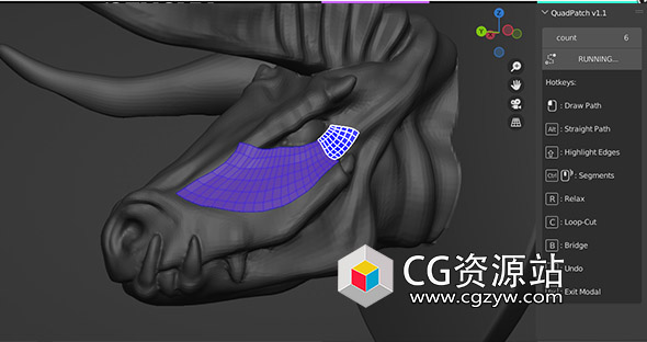 Blender四边曲面生成重拓扑插件 Quadpatch V1.1.1