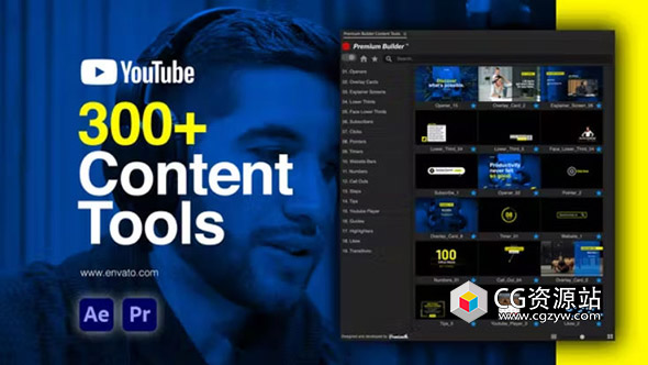 AE/PR脚本-300组网络视频媒体宣传文字标题元素包装动画预设