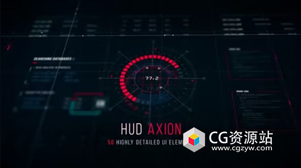 AE模板-50个科技感物体轴线HUD元素动画 Sci-Fi HUD – Axion