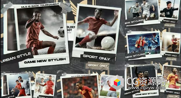 AE模板-体育运动足球图片展示开场 Sport Opener Football Collage