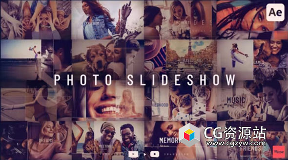 AE模板-照片幻灯片切割分屏相册开场 Photo Slideshow
