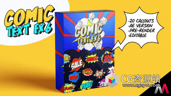 AE模板-20组卡通漫画文字标题动画 Comic Text FX 6