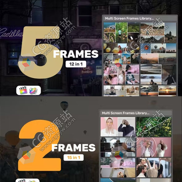 FCPX插件-分屏分割多画面组合拼贴视频屏幕动态工具