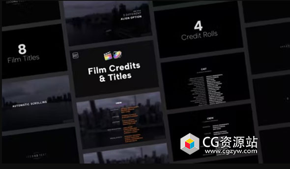 FCPX插件-电影预告片文字标题片尾字幕动画 Film Credits & Titles