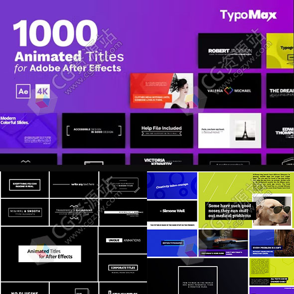 AE模板-1000组文字排版标题字幕动画 TypoMax