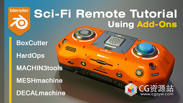 Blender使用插件制作科幻遥控器硬表面建模视频教程