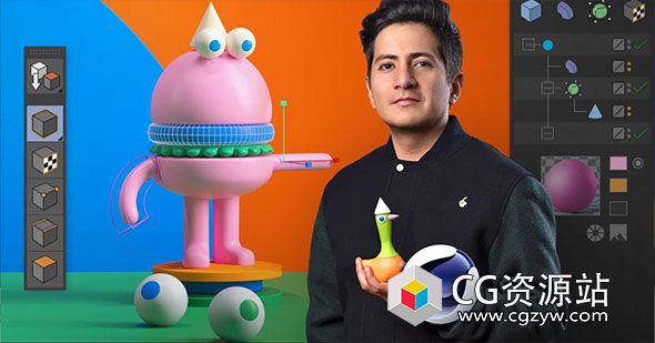 C4D三维卡通角色实例建模教程 英文字幕