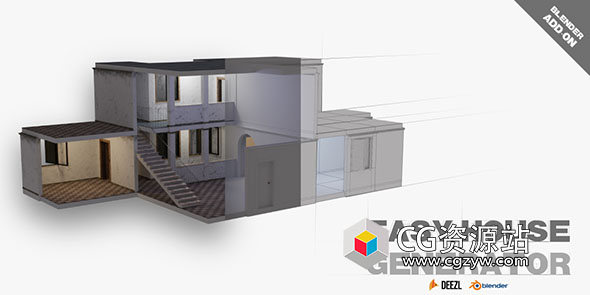 Blender简易房屋搭建生成插件 Easy House Generator