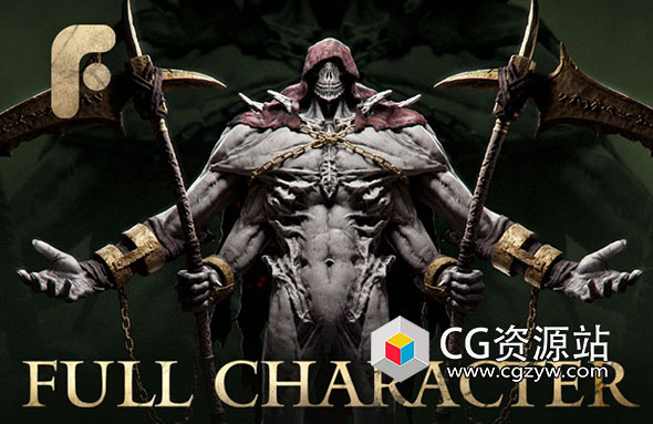 ZBrush镰刀恶魔魂类游戏角色建模教程+中英文字幕