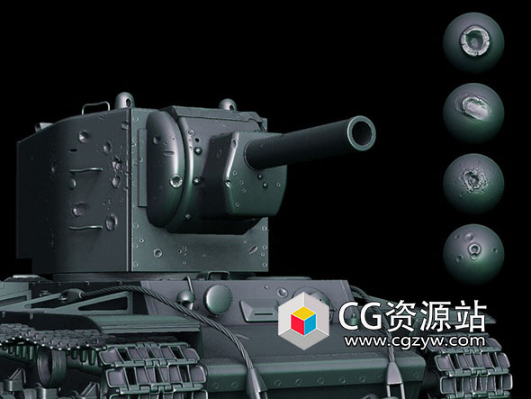 48个坦克装甲子弹击中弹孔Zbrush VDM画笔笔刷-图片1