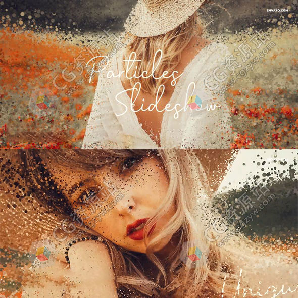 AE模板-唯美优雅圆形粒子汇聚图片展示开场片头