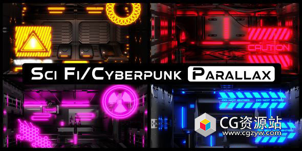 Blender科幻赛博朋克室内环境场景模型预设插件 Sci Fi – Cyberpunk Parallax Rooms