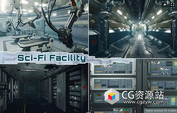 Unity科幻月球基地或空间站内部装饰模型-图片1