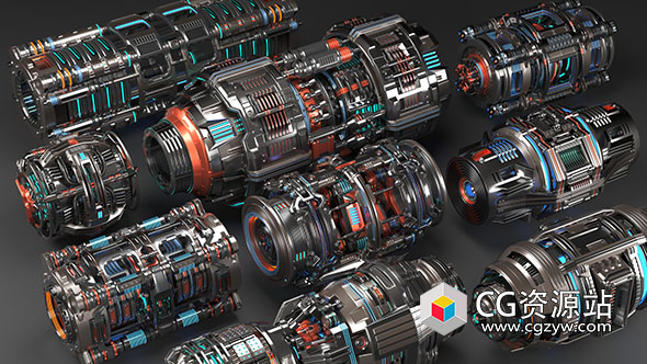 高精度科幻零件3D模型 MAX/FBX/OBJ格式-图片1