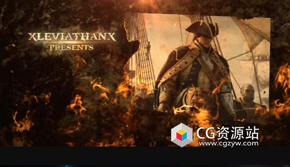 AE模板-动作电影火焰燃烧史诗宣传片头 Fire Paper Cinematic