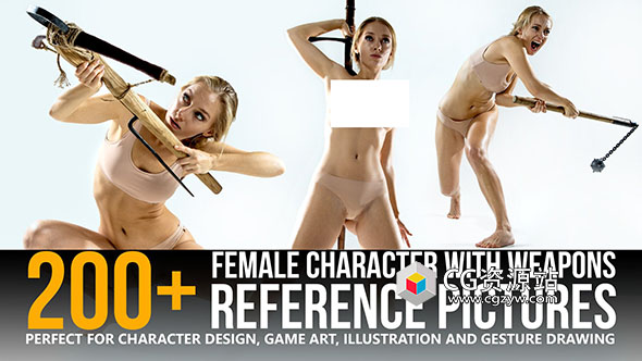 200+剑长矛武器女性角色姿势造型高清参考图片-图片1