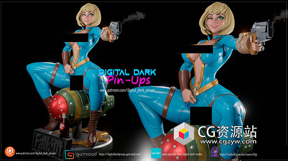 战斗女孩角色雕塑3D打印模型-图片1