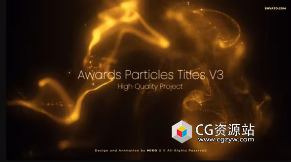 AE模板-唯美抽象金色粒子背景文字标题开场片头 Awards Particles Titles V3