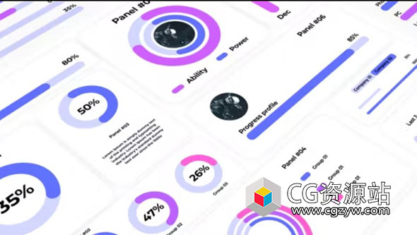 AE模板-简洁信息图表面板数据信息展示动画 Infographics Panel