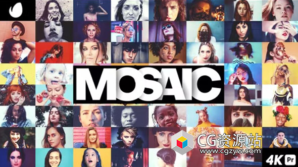 AE模板+PR模板-动态多屏幕照片墙展示包装片头 Mosaic Picture Wall