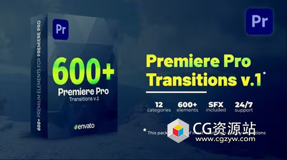 PR模板-600个故障扭曲缩放视频转场过渡预设 Transitions