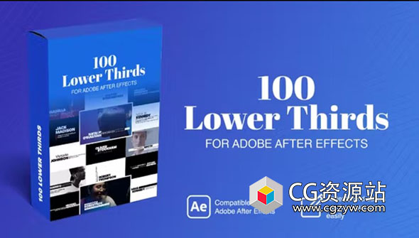 AE模板-100组4K标题排版设计字幕进出动画 Lower Thirds