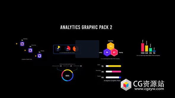 PR模板-6种信息图表分析图形包2 Analytics Graphic Pack 2