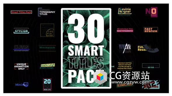 AE模板-30组动态智能文字标题动画 Smart Titles Pack