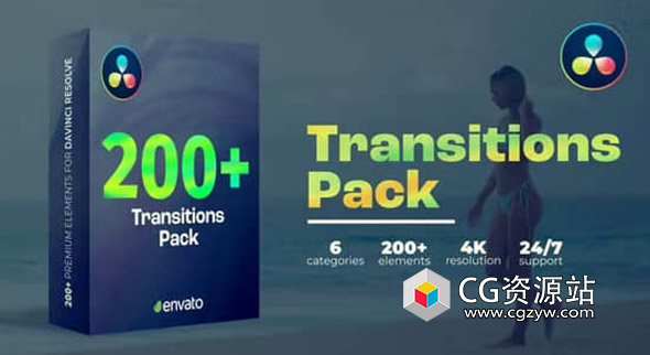 达芬奇预设-200种移动旋转拉伸缩放视频转场过渡预设 Transitions