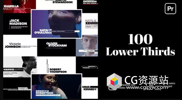 PR模板-100组4K文字标题字幕条错字排版动画