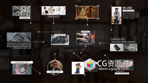 AE模板-12种标注呼出指示线照片视频动画 Photo or Video Call-Out
