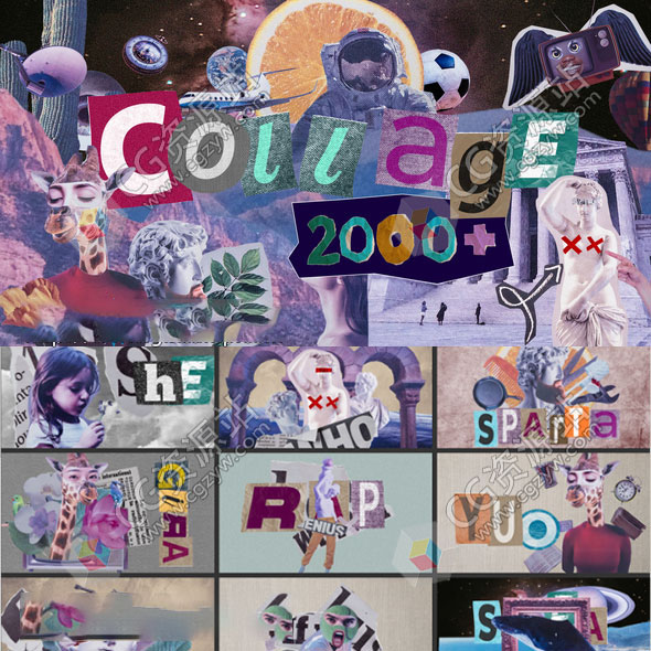 AE+PR脚本-2400+日常物品复古定格动物风景交通花朵植物嘴鼻眼睛手脚头发贴纸动画预设 V6-图片1