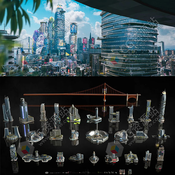 旧金山现代城市建筑楼房3D模型Blender/Maya/MAX/Unity/Unreal-图片1