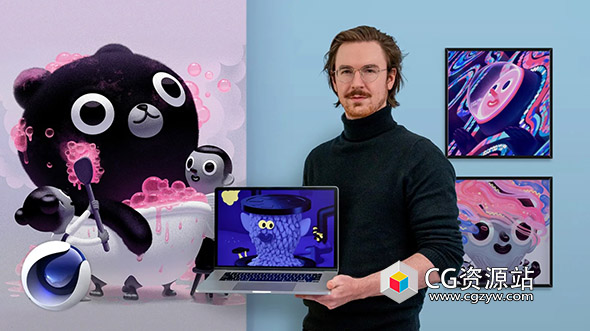 C4D有趣卡通角色设计制作视频教程+中英文字幕