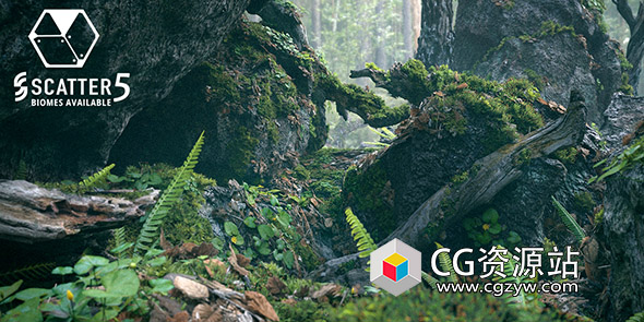 79种苔藓生物群系自然资产Blender插件 Moss Biome Ground Scatter – 3d Assetkit Pbr