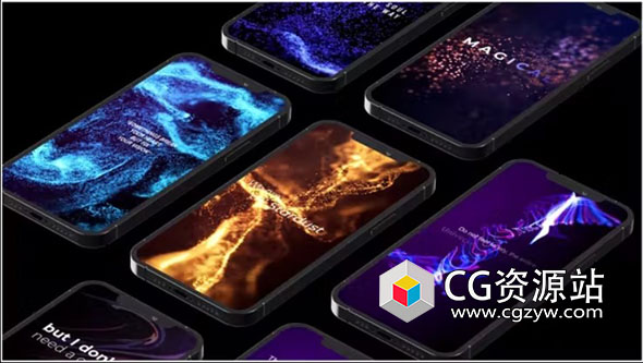 AE模板-6个炫酷多彩竖屏粒子背景文字标题动画 Abstract Titles Particles Vertical