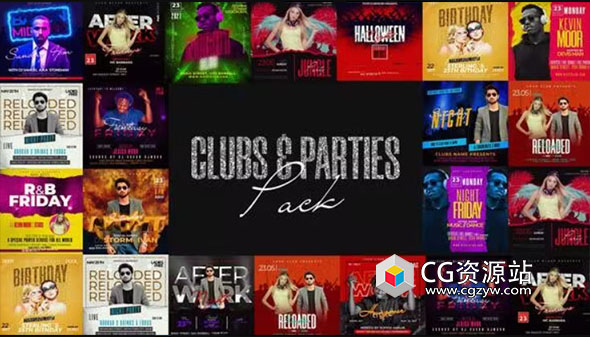 AE模板-俱乐部派对文字排版动画 Clubs & Parties Instagram Pack