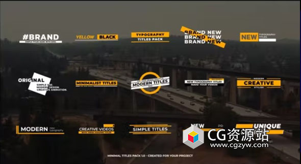 FCPX插件-16种创意动态文字标题排版动画包 Minimal Titles Pack 1.0