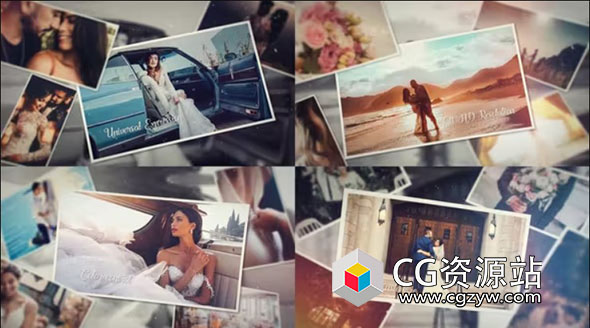 AE模板-婚礼电影幻灯片相册照片墙片头 Inspiring Wedding Cinematic Slideshow
