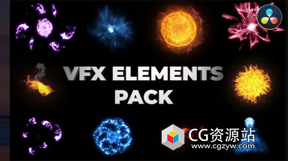 达芬奇模板-VFX粒子电流爆炸能量元素 VFX Energy Elements