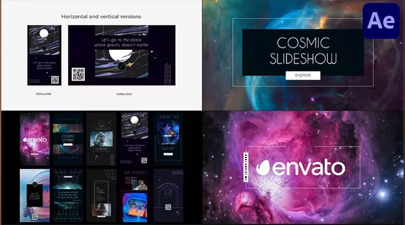 AE模板-宇宙幻灯片图形遮罩图片介绍片头 Cosmic Slideshow
