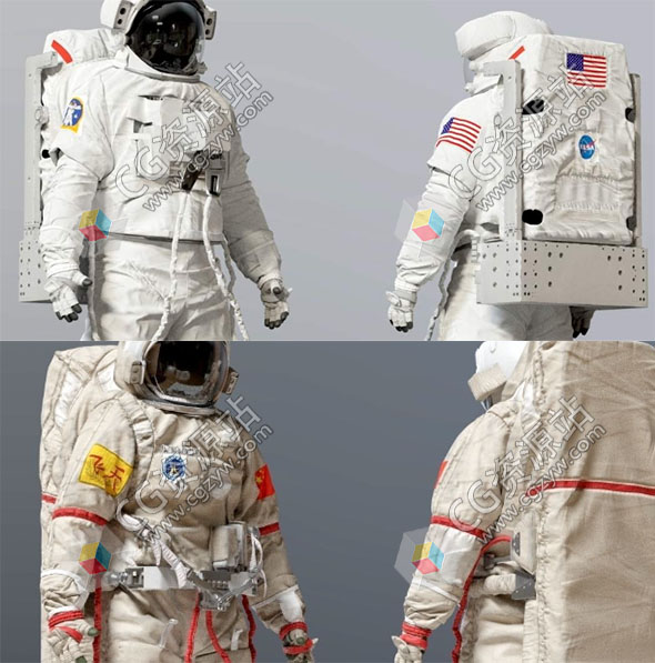 飞天NASA阿波罗宇航服高精度3D模型 Blender/FBX/OBJ格式-图片1