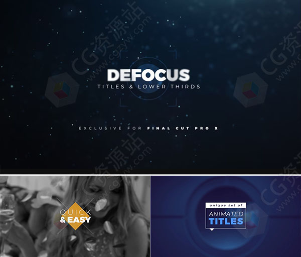 FCPX插件-22种带有真实镜头模糊文字标题字幕动画